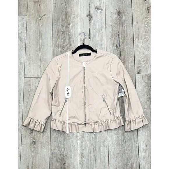 Zara Women’s‎ Large Blush Pink Faux Leather Jacket Coquette Balletcore Chic - Picture 5 of 5